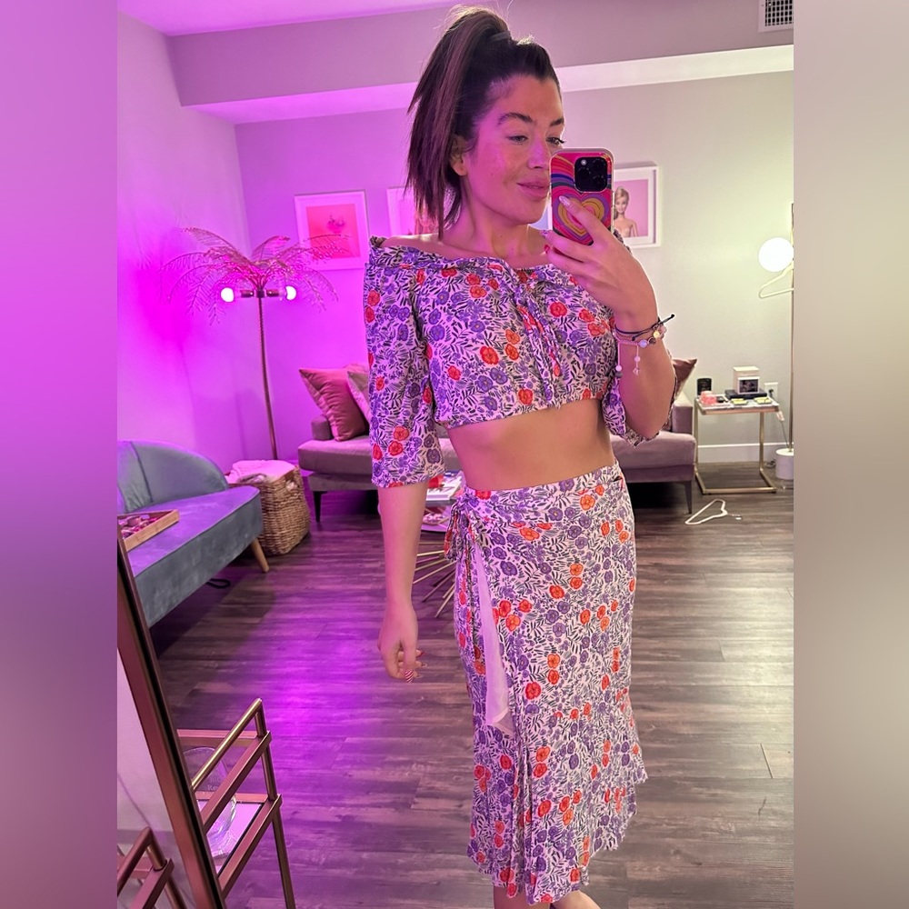 Lulu’s  | Floral Matching Midi Skirt Matching Set Medium